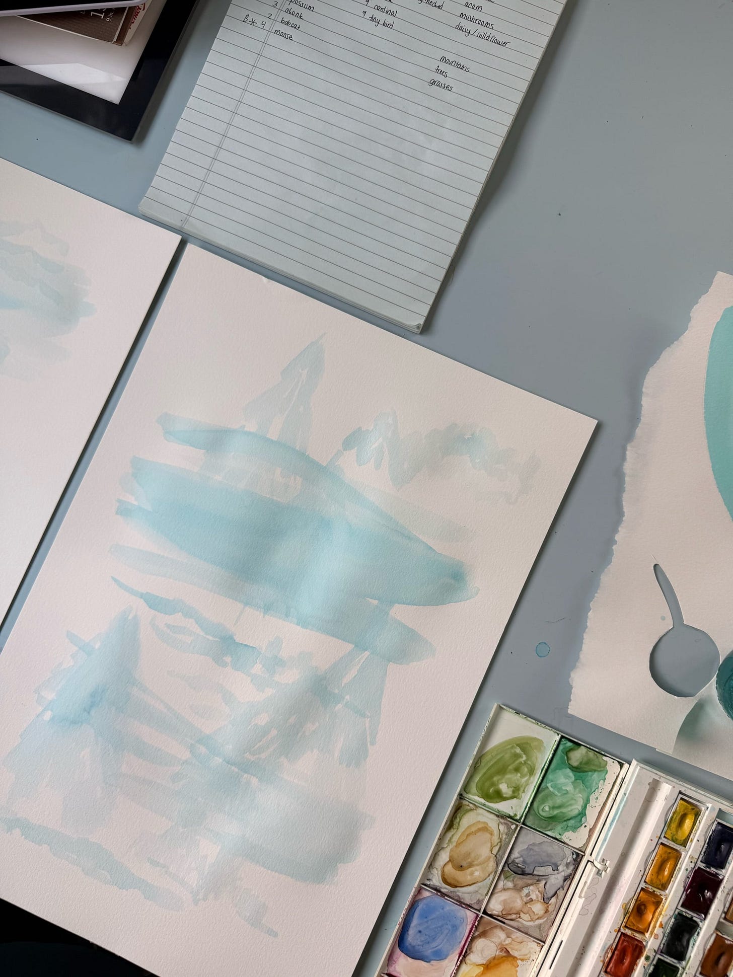 watercolor background painting for the woodland creatures series