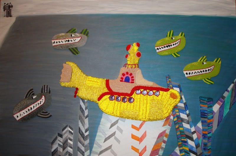 Beaded Mixed Media Beatles Yellow Submarine Blue meanies Hijack Pepperland Boston bead artist Beaded Mixed Media Beatles Yellow Submarine Blue meanies Hijack Pepperland Boston bead artist