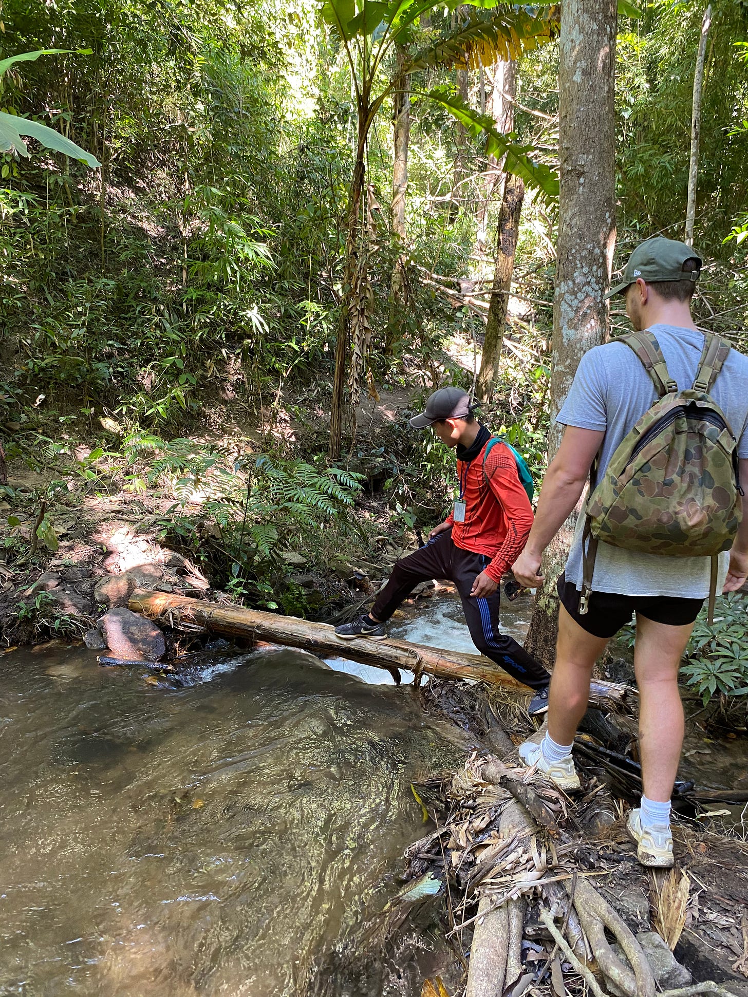 ranger testing his bridge, he is confident that no one will fall, he doesn’t know me
