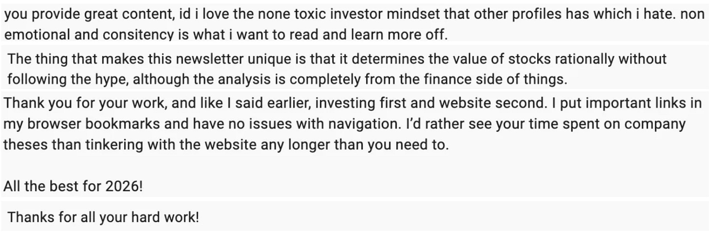 Beating The Tide subscriber survey feedback screenshot and chart showing newsletter recommendation rating and website navigation satisfaction results