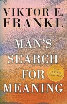 Book cover of 'Man's Search for Meaning' by Viktor E. Frankl featuring the title prominently on a textured colorful background.