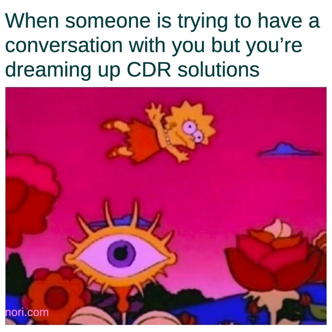 Lisa Simpson floating through a psychedelic pink sky with a giant eye and flowers, under the text "When someone is trying to have a conversation with you but you're dreaming up CDR solutions".