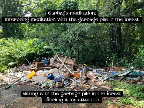 Images of a garbage pile in the middle of the rainforest 