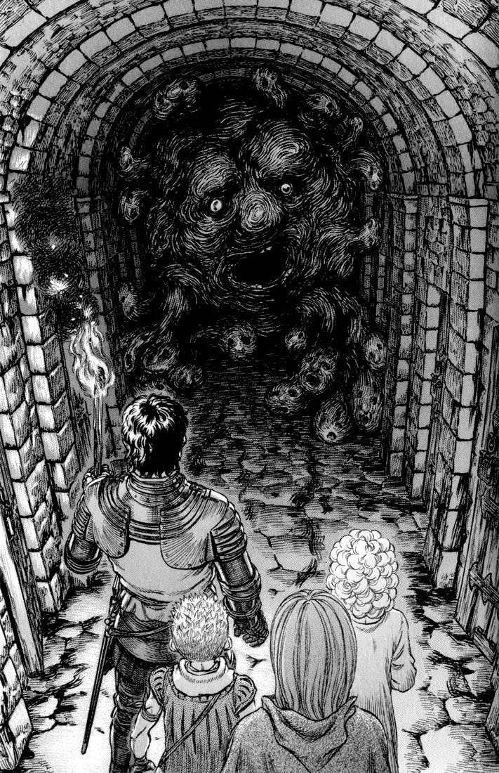 This may contain: an image of a man and woman walking into a tunnel with skulls in the background