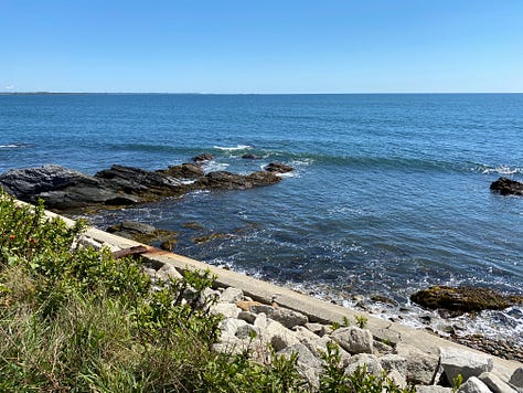 walk, ocean, waves, sky, rocks