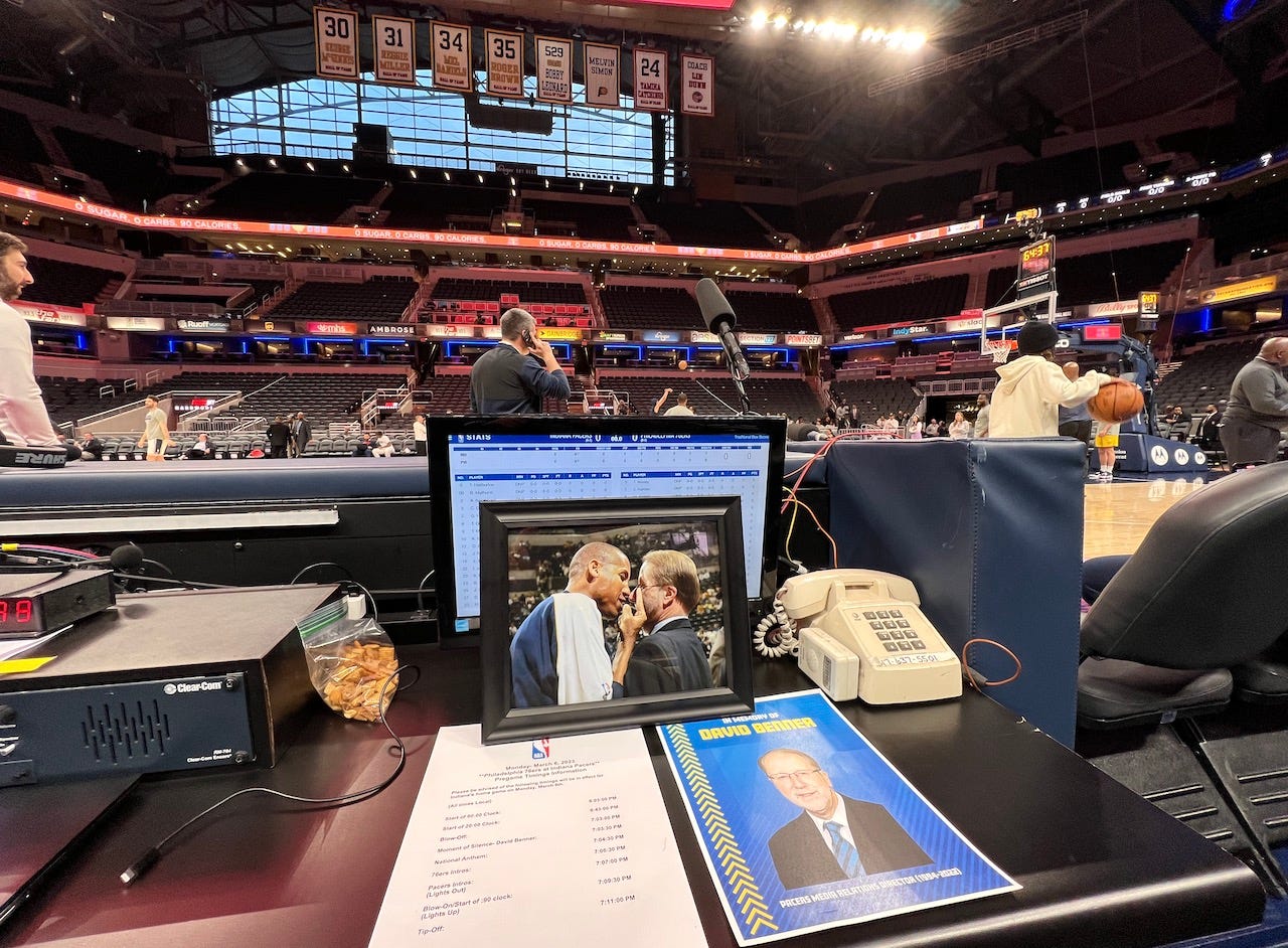 The Pacers left David Benner's seat empty at Pacers-76ers.