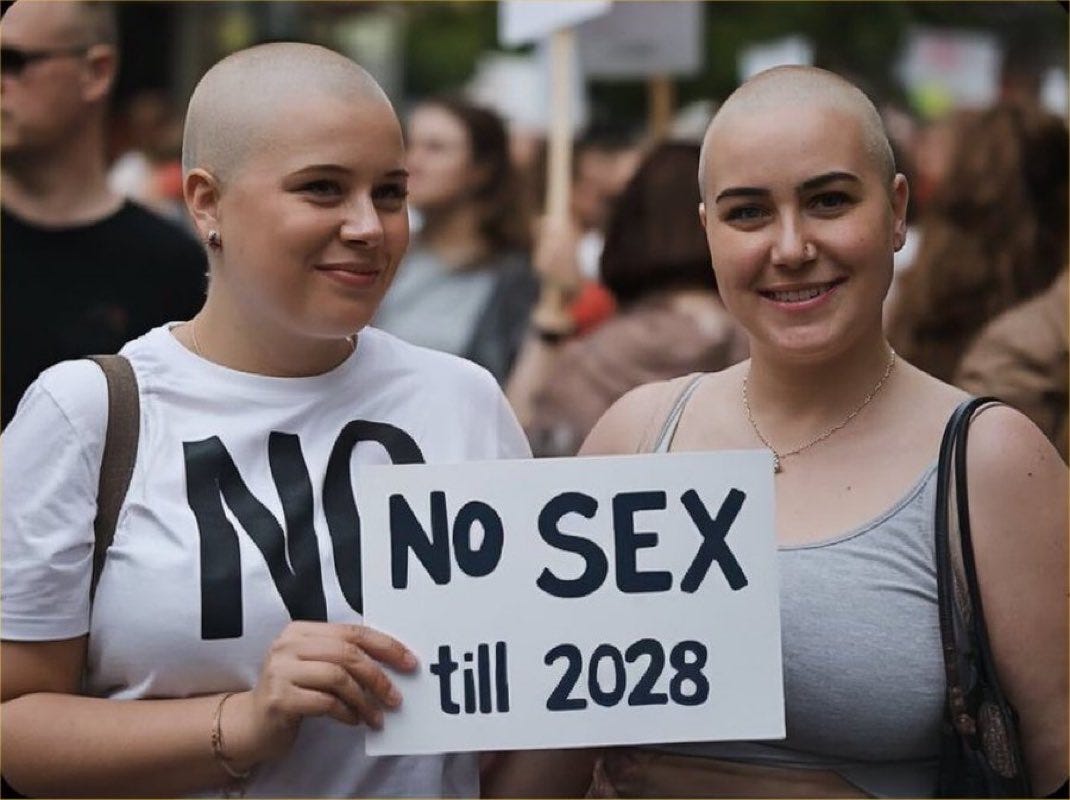 Mario Nawfal on X: "🇺🇸LIBERAL FEMINISTS PROTEST TRUMP'S VICTORY: NO SEX  TILL 2028 It's part of the 4B movement: No dating No sex No marriage No  children It's a protest where liberal