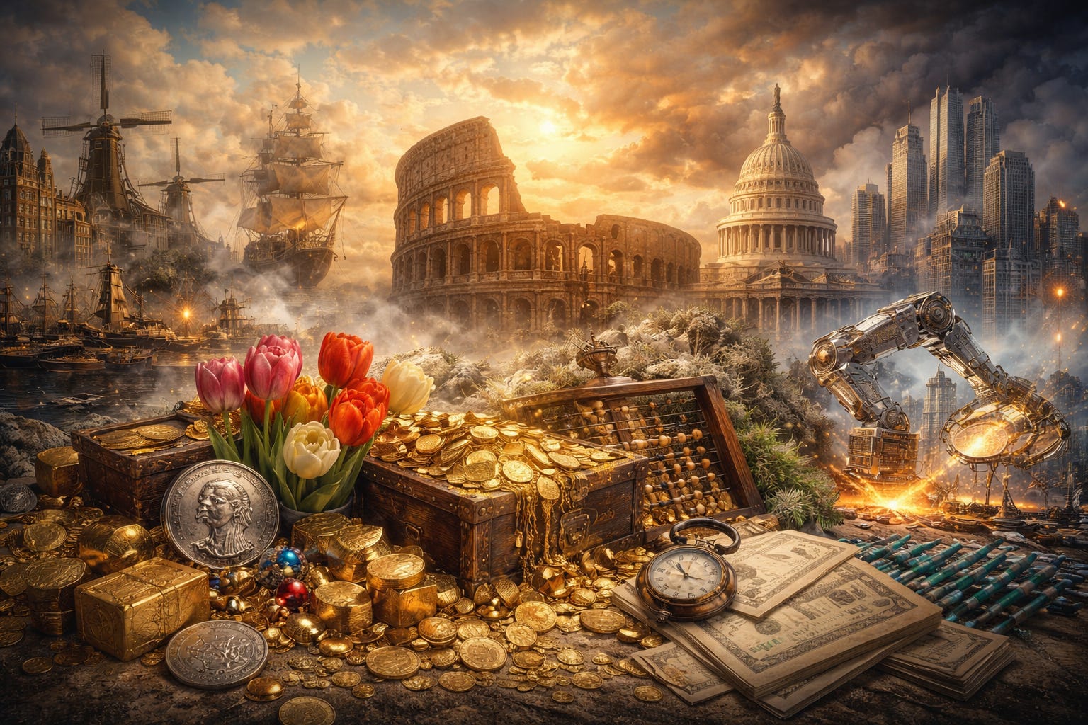 From Tulips to GPUs: The Monetary Rise and Fall of Empires