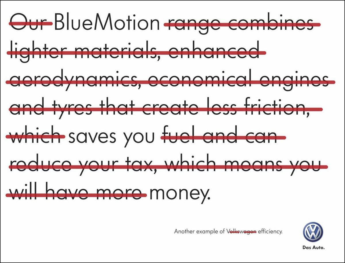 Smart fuel efficiency ad from VW