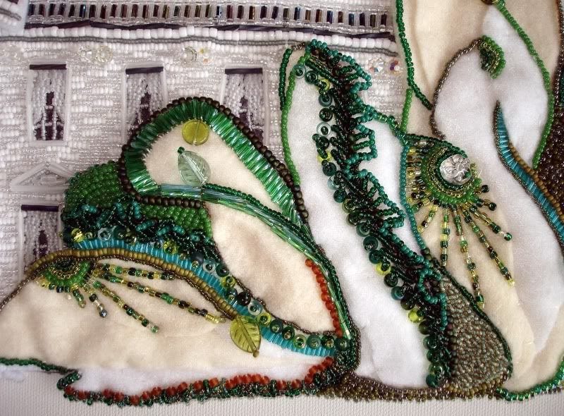 beaded White House east wing green trees Barack Obama pop art beadwork bead embroidery blog beaded White House east wing green trees Barack Obama pop art beadwork bead embroidery blog