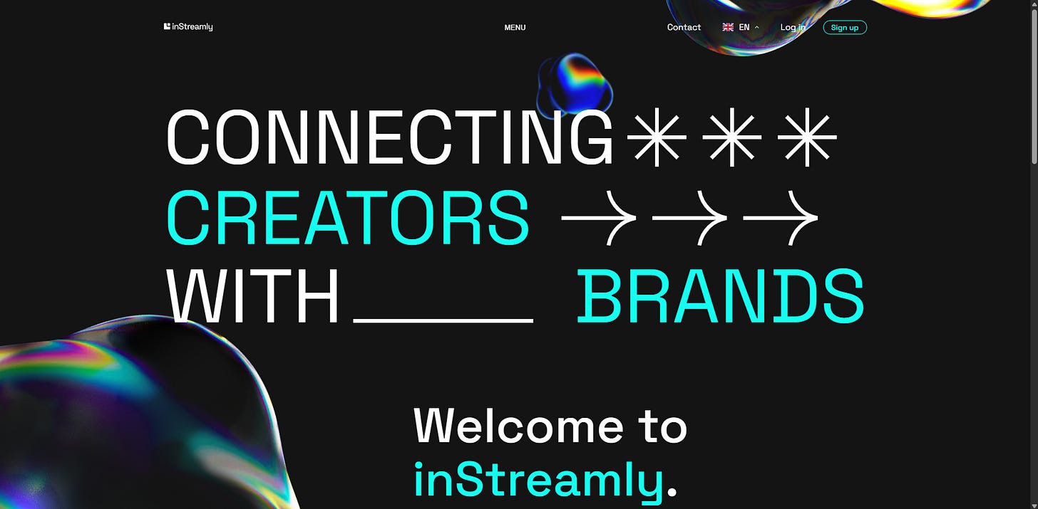 Welcome to inStreamly. Connecting creators with brands.