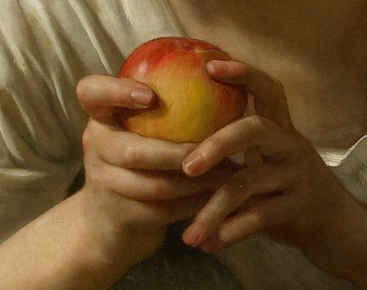 William-Adolphe Bouguereau, Temptation, 1880 (details) 🎨