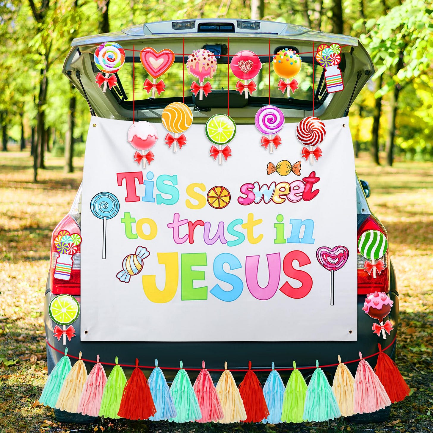 Amazon.com: Thiccywoov Jesus Love Is Sweet Christian Trunk or Treat Car  Decorations Kit | Candyland Trunk or Treat Car Decor, Church Religious  Halloween Decorations, Candy Car Garage Decor for Sunday Autumn Supplies :