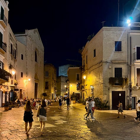 night time views of Bari