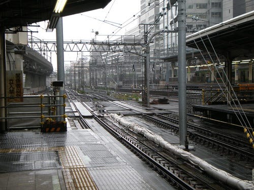 Tokyo Train tracks in the rain Tokyo Train tracks in the rain