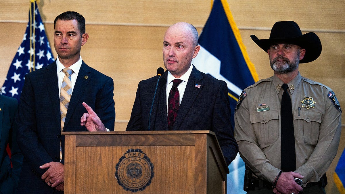 Gov. Spencer Cox, R-Utah, giving an address