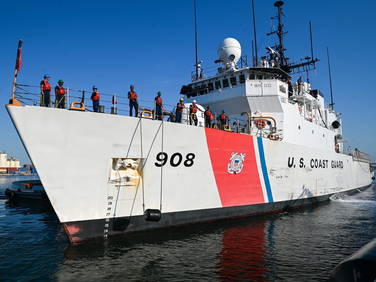 The US Coast Guard Cutter Tahoma docks in Port Everglades to offload $74 million worth of cocaine seized from smugglers in the Pacific Ocean