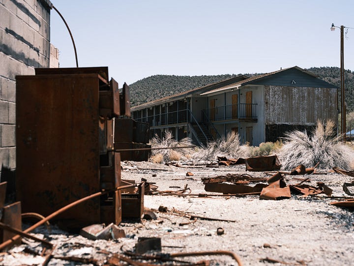 Ruins of a couple of hotels and casino
