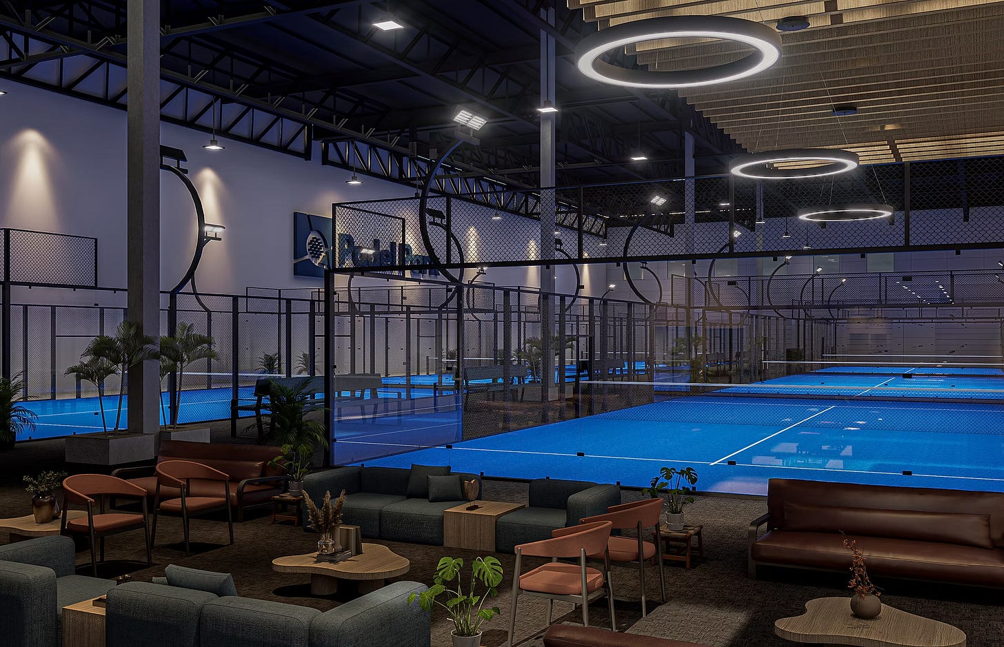 Interior rendering of Padel Park in West Jordan, UT Interior rendering of Padel Park in West Jordan, UT