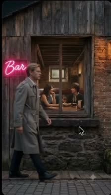 Tom walking past the bar