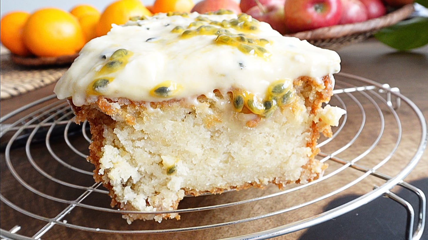cake with frosting of passionfruit