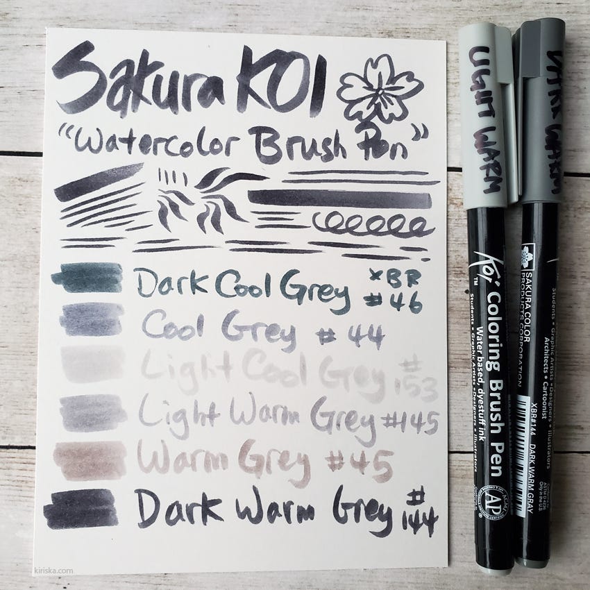 Review: Sakura Koi Coloring Brush Pen (6-pc grey set) | KIRISKA Review: Sakura Koi Coloring Brush Pen (6-pc grey set) | KIRISKA