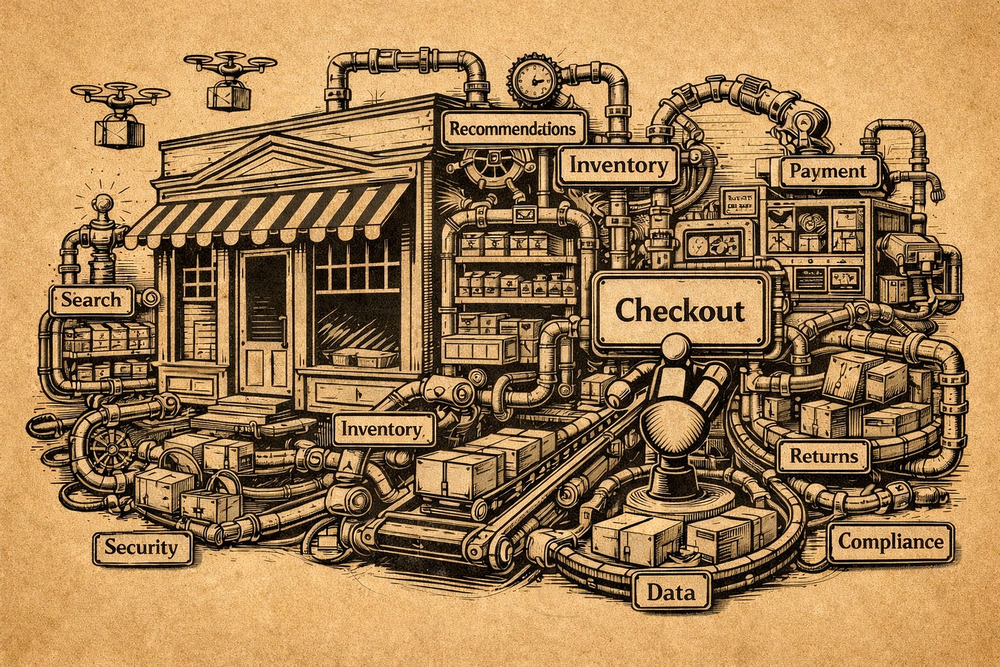 A drawing of a checkout store

AI-generated content may be incorrect.