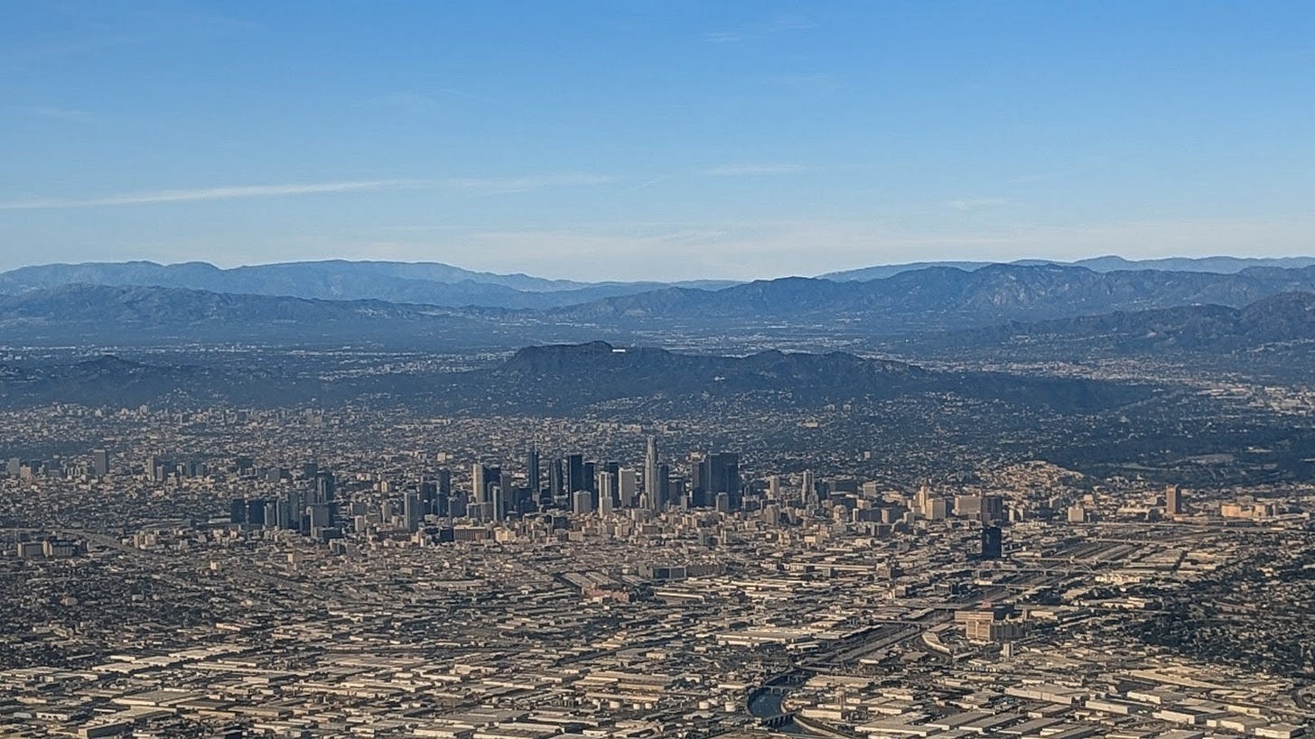 Los Angeles during the day showing the tight grid of humanity Los Angeles during the day showing the tight grid of humanity