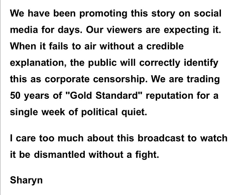 Sharyn Alfonsi's email to her CBS News / 60 Minutes colleagues, which went viral this week.