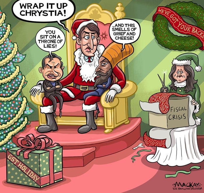 The Liberal government’s GST holiday and $250 rebate expose fiscal recklessness, political desperation, and internal discord while failing to address Canada’s systemic economic challenges.