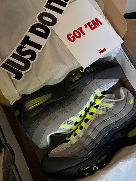 The tweet from 15 years ago and the Nike Air Max 95 from 2026.