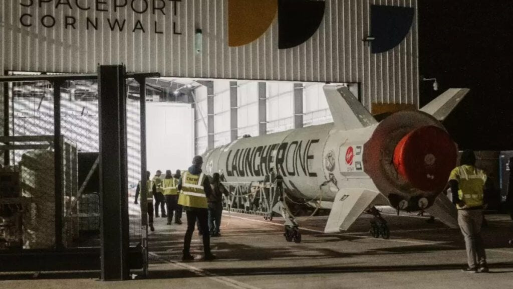 Virgin Orbit Launcher one arriving at Spaceport Cornwall. The UK has issued its first orbital launch license to the company. The spacecraft suffered a launch anomaly on its January 9 flight.