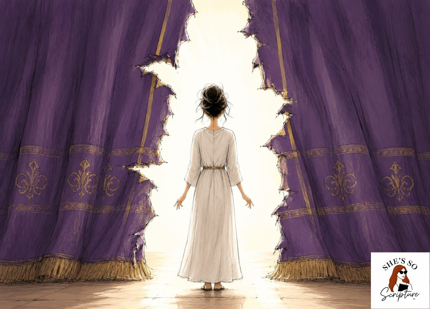 Whimsical fashion illustration of a woman in linen robes standing before a heavy curtain, soft watercolor background in blush and cream tones with plum and gold accents Whimsical fashion illustration of a woman in linen robes standing before a heavy curtain, soft watercolor background in blush and cream tones with plum and gold accents
