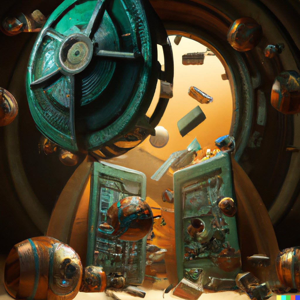 Bank vault with door wide open