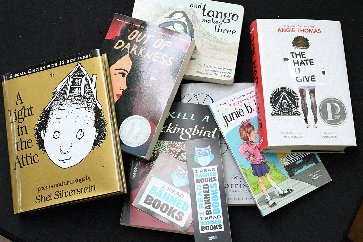 A general view of atmosphere during MoveOn's national Banned Bookmobile tour launch at Sandmeyer's Bookstore on July 13, 2023 in Chicago, Illinois. A general view of atmosphere during MoveOn's national Banned Bookmobile tour launch at Sandmeyer's Bookstore on July 13, 2023 in Chicago, Illinois.