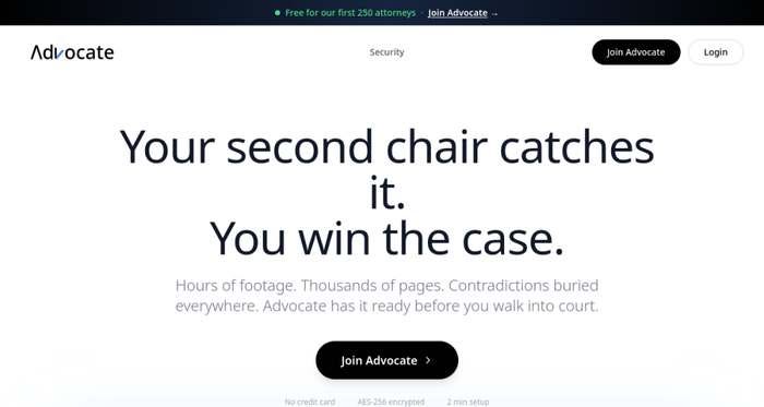 Advocate AI homepage screenshot