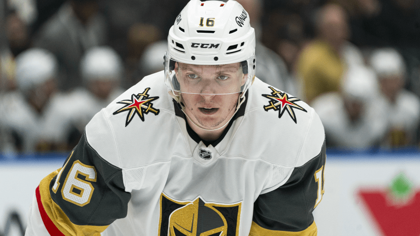 Dorofeyev watches a faceoff