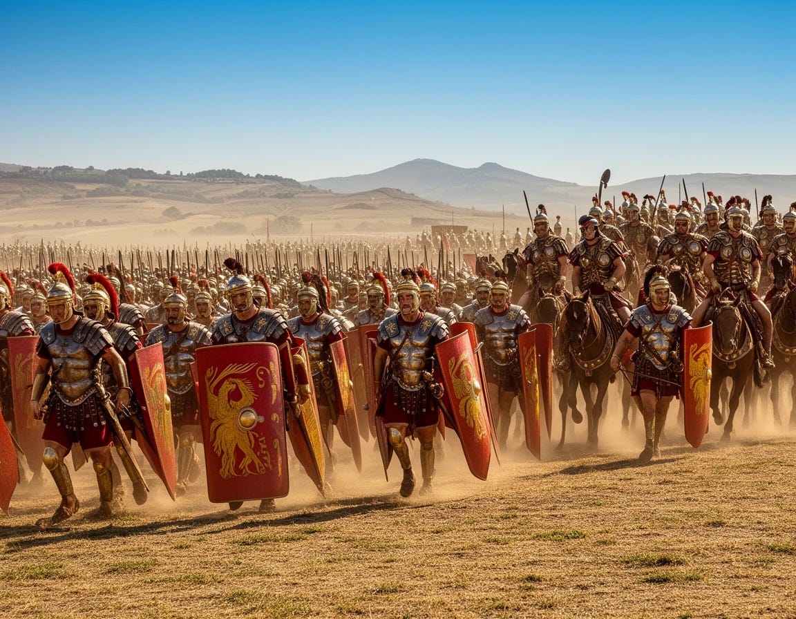 Roman Empire with marching legions