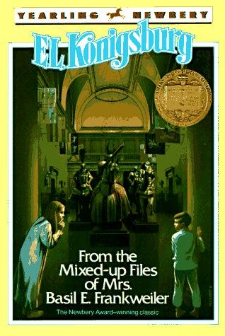 A book cover from the 90's of "From the Mixed-Up Files of Mrs. Basil E. Frankweiler" A book cover from the 90's of "From the Mixed-Up Files of Mrs. Basil E. Frankweiler"
