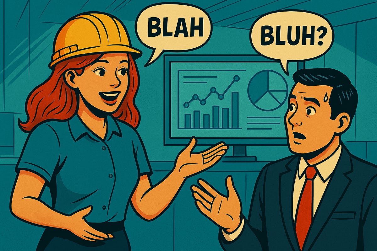 A data engineer talks to an exec, but he fails to echo her words