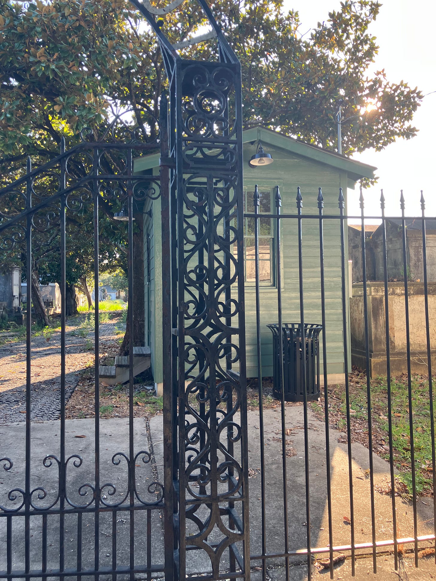 photo of closed gates of Lafayette Cemetery, NOLA