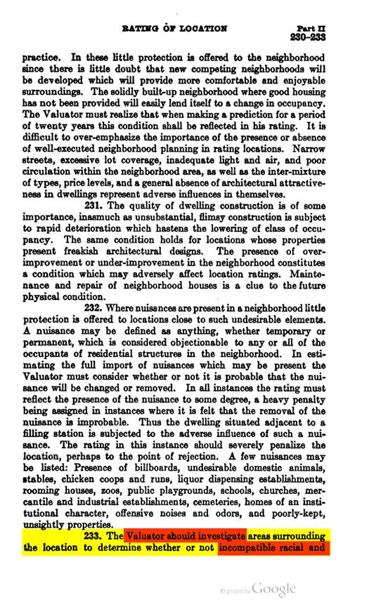 1936 FHA Manual Displaying Segregation Rules