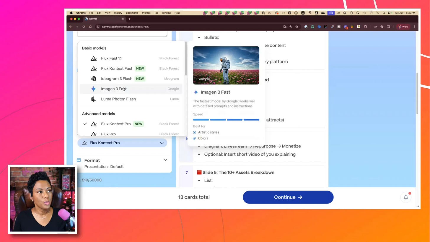 AI image generation options in Gamma with style and scene settings AI image generation options in Gamma with style and scene settings