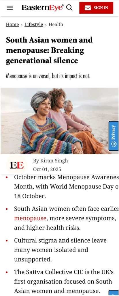 South Asian women and menopause: Breaking generational silence