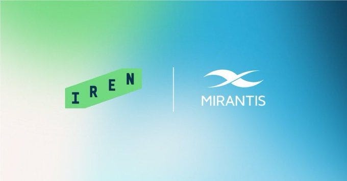IREN and Mirantis acquisition announcement banner