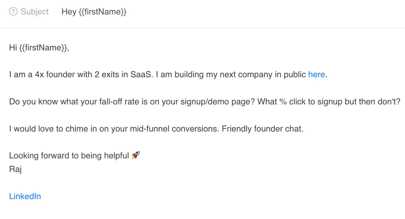 1st touch cold email