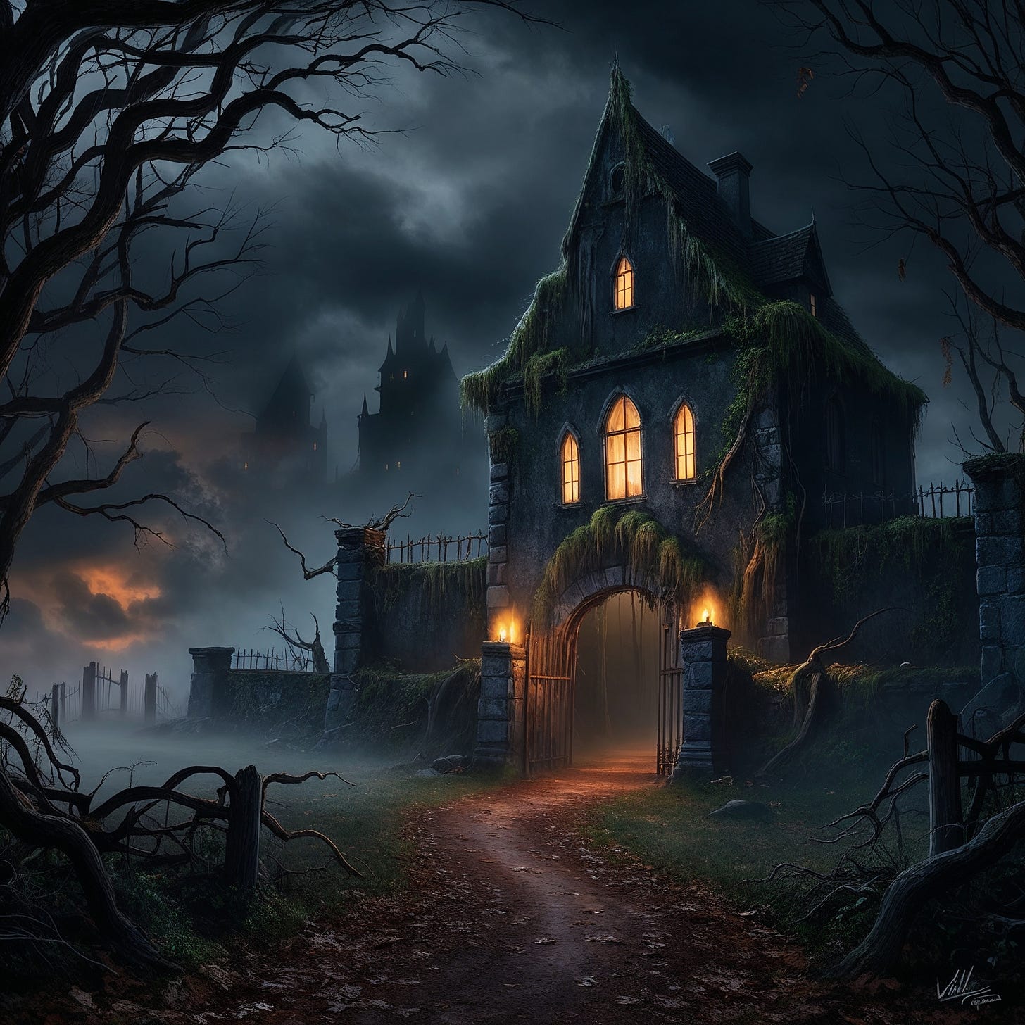 Spooky dark house
