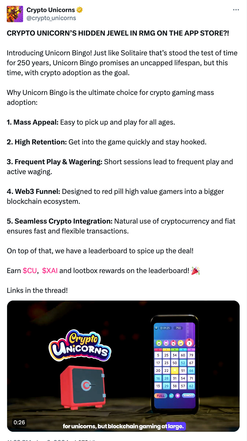 🦄 Unicorner - Big on Bingo Streams! - Crypto Unicorns Blog