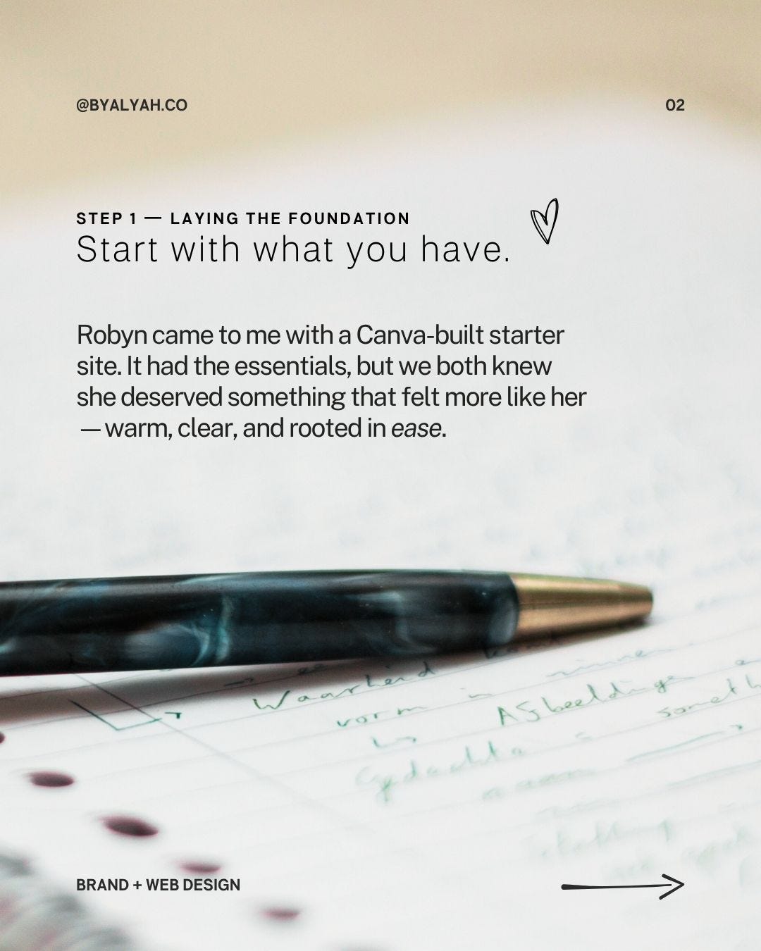 Start with what you have with a picture of a pen and paper