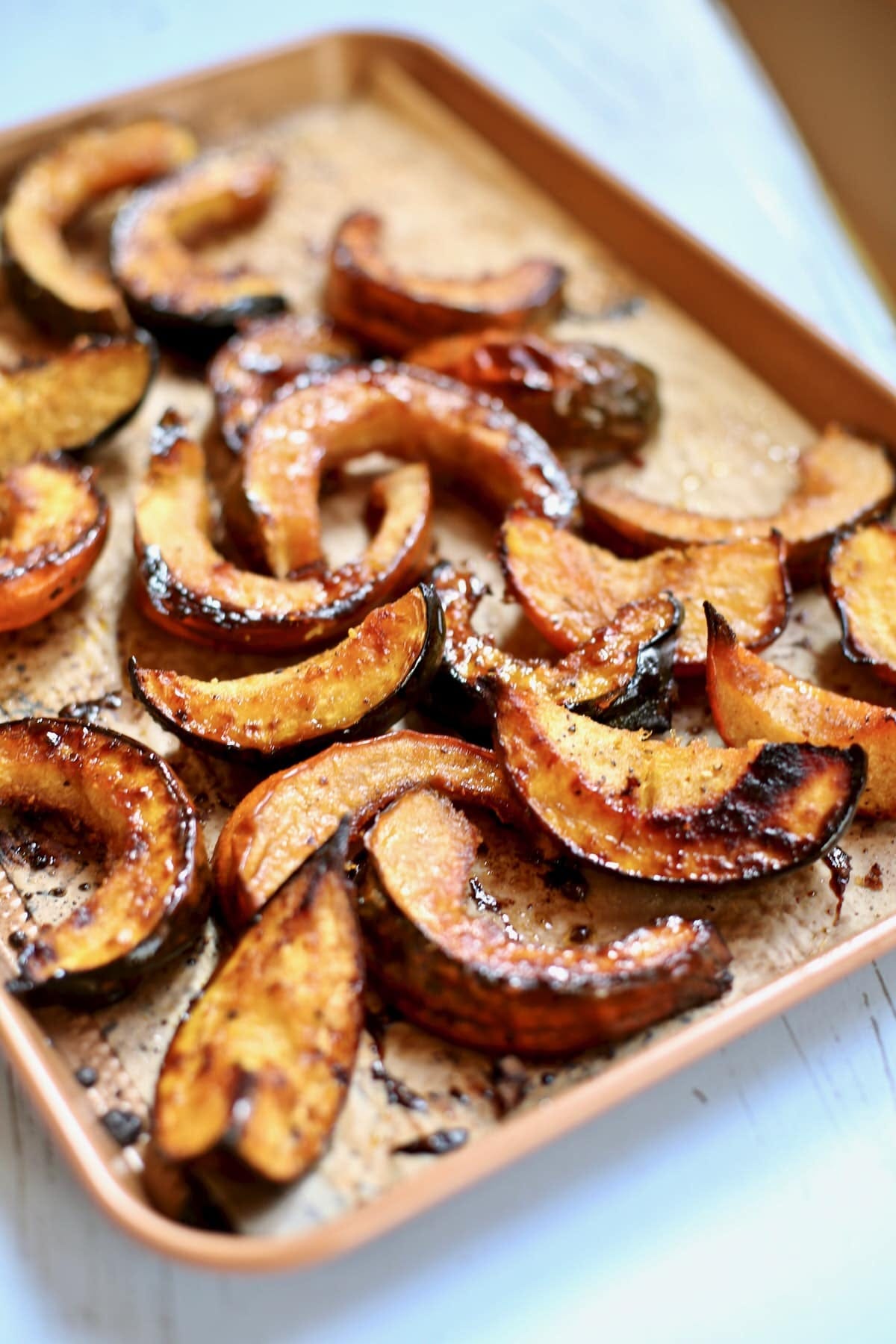 roasted squash on a baking sheet